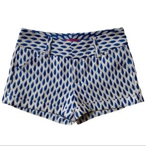 Blue White Teardop Brocade Shorts Alice + Olivia 4